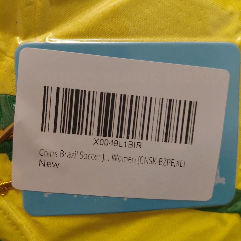Cnins Brazil National Team Women Soccer Jersey Shirt XL Yellow Green V-Neck
